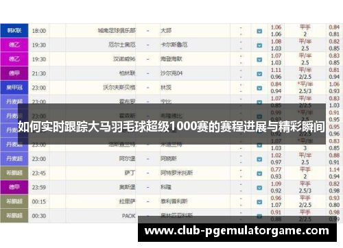 如何实时跟踪大马羽毛球超级1000赛的赛程进展与精彩瞬间